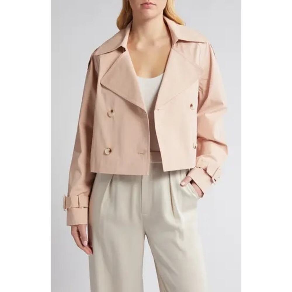 Rue Sophie Honoré Cropped Trench Coat - Blush - XS